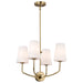 SATCO/NUVO Cordello 4 Light Chandelier Vintage Brass Finish Etched White Opal Glass (60-7884)