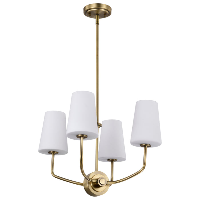 SATCO/NUVO Cordello 4 Light Chandelier Vintage Brass Finish Etched White Opal Glass (60-7884)