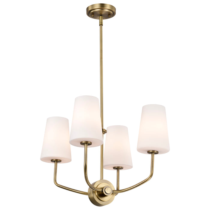 SATCO/NUVO Cordello 4 Light Chandelier Vintage Brass Finish Etched White Opal Glass (60-7884)