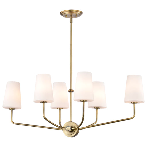 SATCO/NUVO Cordello 6 Light Island Pendant Vintage Brass Finish Etched White Opal Glass (60-7886)