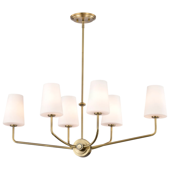 SATCO/NUVO Cordello 6 Light Island Pendant Vintage Brass Finish Etched White Opal Glass (60-7886)