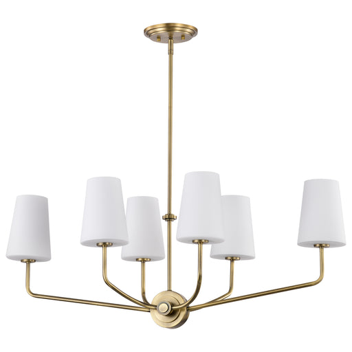 SATCO/NUVO Cordello 6 Light Island Pendant Vintage Brass Finish Etched White Opal Glass (60-7886)