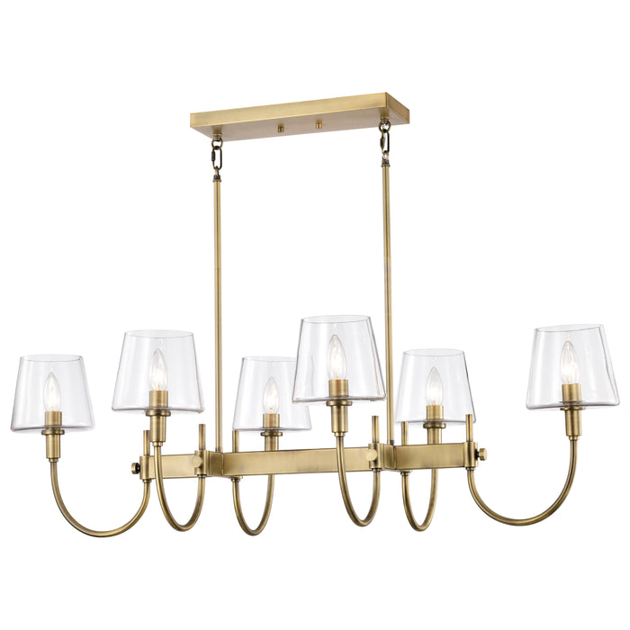 SATCO/NUVO Brookside 6 Light Island Pendant Vintage Brass Finish Clear Glass (60-7887)