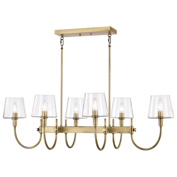 SATCO/NUVO Brookside 6 Light Island Pendant Vintage Brass Finish Clear Glass (60-7887)