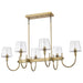 SATCO/NUVO Brookside 6 Light Island Pendant Vintage Brass Finish Clear Glass (60-7887)