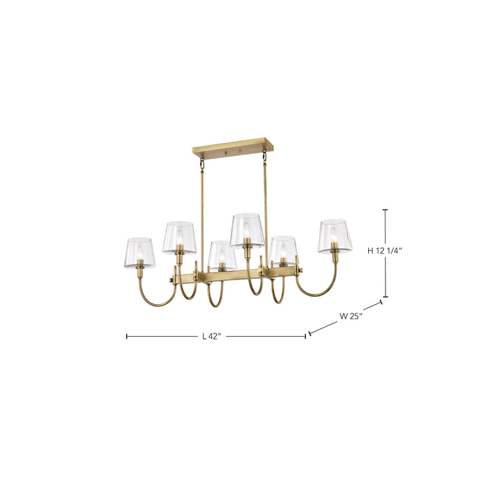 SATCO/NUVO Brookside 6 Light Island Pendant Vintage Brass Finish Clear Glass (60-7887)