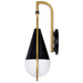 SATCO/NUVO Admiral 1 Light Wall Sconce Matte Black And Natural Brass Finish White Opal Glass (60-7901)