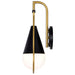 SATCO/NUVO Admiral 1 Light Wall Sconce Matte Black And Natural Brass Finish White Opal Glass (60-7901)