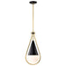 SATCO/NUVO Admiral 1 Light Pendant 6 Inch Matte Black And Natural Brass Finish White Opal Glass (60-7902)