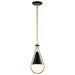 SATCO/NUVO Admiral 1 Light Pendant 10 Inch Matte Black And Natural Brass Finish White Opal Glass (60-7903)