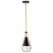 SATCO/NUVO Admiral 1 Light Pendant 10 Inch Matte Black And Natural Brass Finish White Opal Glass (60-7903)