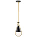 SATCO/NUVO Admiral 1 Light Pendant 10 Inch Matte Black And Natural Brass Finish White Opal Glass (60-7903)