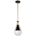SATCO/NUVO Admiral 1 Light Pendant 10 Inch Matte Black And Natural Brass Finish White Opal Glass (60-7903)
