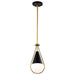 SATCO/NUVO Admiral 1 Light Pendant 10 Inch Matte Black And Natural Brass Finish White Opal Glass (60-7903)