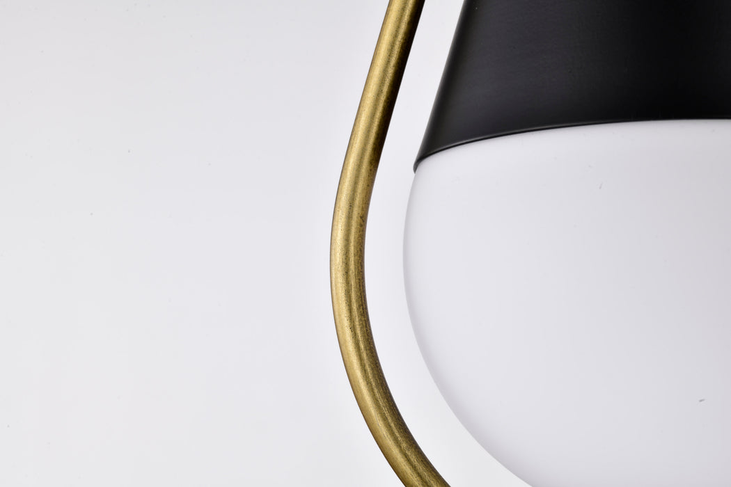SATCO/NUVO Admiral 1 Light Pendant 10 Inch Matte Black And Natural Brass Finish White Opal Glass (60-7903)