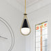 SATCO/NUVO Admiral 1 Light Pendant 10 Inch Matte Black And Natural Brass Finish White Opal Glass (60-7903)