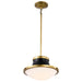 SATCO/NUVO Lafayette 1 Light Pendant 14 Inch Matte Black Finish With Natural Brass Accents And White Opal Glass (60-7907)