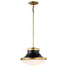 SATCO/NUVO Lafayette 1 Light Pendant 14 Inch Matte Black Finish With Natural Brass Accents And White Opal Glass (60-7907)