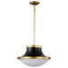 SATCO/NUVO Lafayette 1 Light Pendant 18 Inch Matte Black Finish With Natural Brass Accents And White Opal Glass (60-7908)