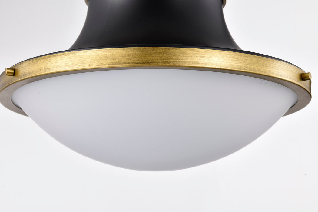 SATCO/NUVO Lafayette 1 Light Pendant 18 Inch Matte Black Finish With Natural Brass Accents And White Opal Glass (60-7908)