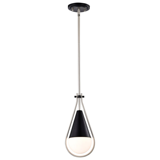 SATCO/NUVO Admiral 1 Light Pendant 6 Inch Matte Black And Brushed Nickel Finish White Opal Glass (60-7912)