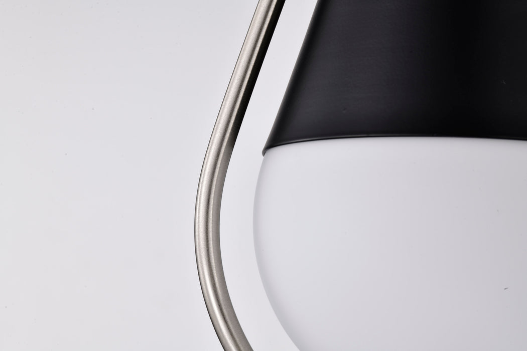 SATCO/NUVO Admiral 1 Light Pendant 6 Inch Matte Black And Brushed Nickel Finish White Opal Glass (60-7912)