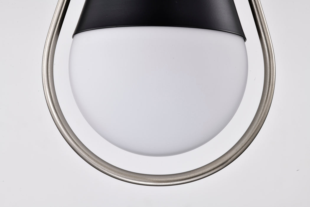 SATCO/NUVO Admiral 1 Light Pendant 6 Inch Matte Black And Brushed Nickel Finish White Opal Glass (60-7912)