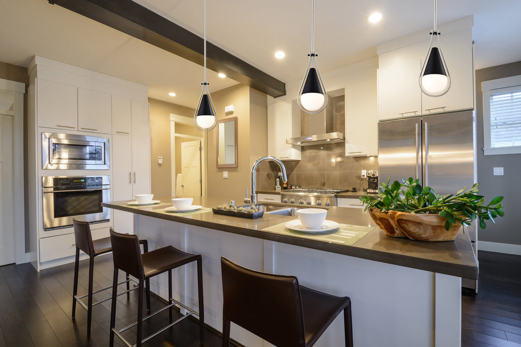 SATCO/NUVO Admiral 1 Light Pendant 6 Inch Matte Black And Brushed Nickel Finish White Opal Glass (60-7912)