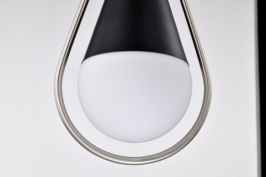 SATCO/NUVO Admiral 1 Light Pendant 10 Inch Matte Black And Brushed Nickel Finish White Opal Glass (60-7913)