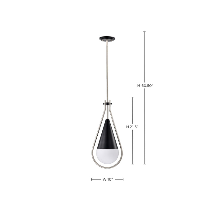 SATCO/NUVO Admiral 1 Light Pendant 10 Inch Matte Black And Brushed Nickel Finish White Opal Glass (60-7913)