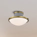 SATCO/NUVO Lafayette 1 Light Flush Mount Fixture 14 Inch Gray Finish With Natural Brass Accents And White Opal Glass (60-7915)