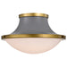 SATCO/NUVO Lafayette 1 Light Flush Mount Fixture 18 Inch Gray Finish With Natural Brass Accents And White Opal Glass (60-7916)