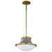 SATCO/NUVO Lafayette 1 Light Pendant 14 Inch Gray Finish With Natural Brass Accents And White Opal Glass (60-7917)