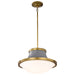 SATCO/NUVO Lafayette 1 Light Pendant 18 Inch Gray Finish With Natural Brass Accents And White Opal Glass (60-7918)