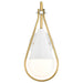 SATCO/NUVO Admiral 1 Light Wall Sconce Matte White And Natural Brass Finish White Opal Glass (60-7921)