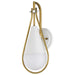 SATCO/NUVO Admiral 1 Light Wall Sconce Matte White And Natural Brass Finish White Opal Glass (60-7921)