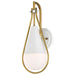 SATCO/NUVO Admiral 1 Light Wall Sconce Matte White And Natural Brass Finish White Opal Glass (60-7921)