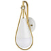 SATCO/NUVO Admiral 1 Light Wall Sconce Matte White And Natural Brass Finish White Opal Glass (60-7921)