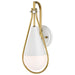 SATCO/NUVO Admiral 1 Light Wall Sconce Matte White And Natural Brass Finish White Opal Glass (60-7921)