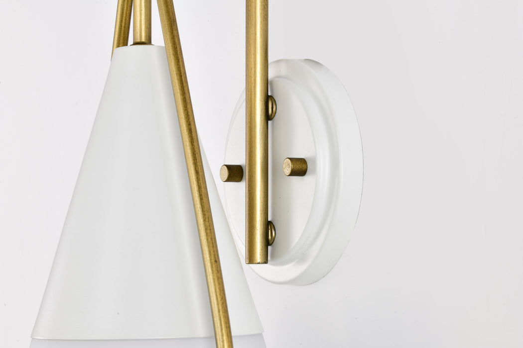 SATCO/NUVO Admiral 1 Light Wall Sconce Matte White And Natural Brass Finish White Opal Glass (60-7921)