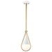 SATCO/NUVO Admiral 1 Light Pendant 6 Inch Matte White And Natural Brass Finish White Opal Glass (60-7922)