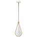SATCO/NUVO Admiral 1 Light Pendant 6 Inch Matte White And Natural Brass Finish White Opal Glass (60-7922)