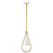 SATCO/NUVO Admiral 1 Light Pendant 6 Inch Matte White And Natural Brass Finish White Opal Glass (60-7922)