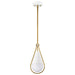 SATCO/NUVO Admiral 1 Light Pendant 6 Inch Matte White And Natural Brass Finish White Opal Glass (60-7922)