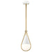 SATCO/NUVO Admiral 1 Light Pendant 6 Inch Matte White And Natural Brass Finish White Opal Glass (60-7922)
