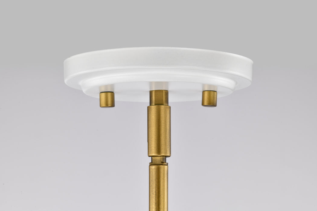 SATCO/NUVO Admiral 1 Light Pendant 6 Inch Matte White And Natural Brass Finish White Opal Glass (60-7922)