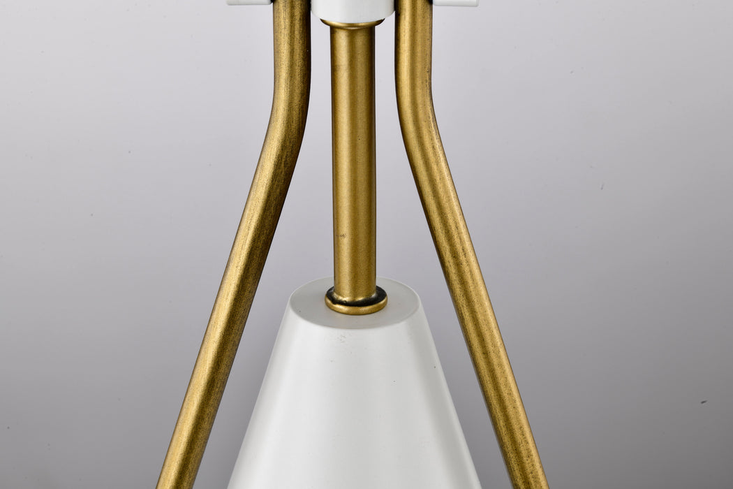 SATCO/NUVO Admiral 1 Light Pendant 6 Inch Matte White And Natural Brass Finish White Opal Glass (60-7922)