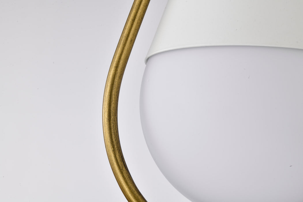 SATCO/NUVO Admiral 1 Light Pendant 6 Inch Matte White And Natural Brass Finish White Opal Glass (60-7922)