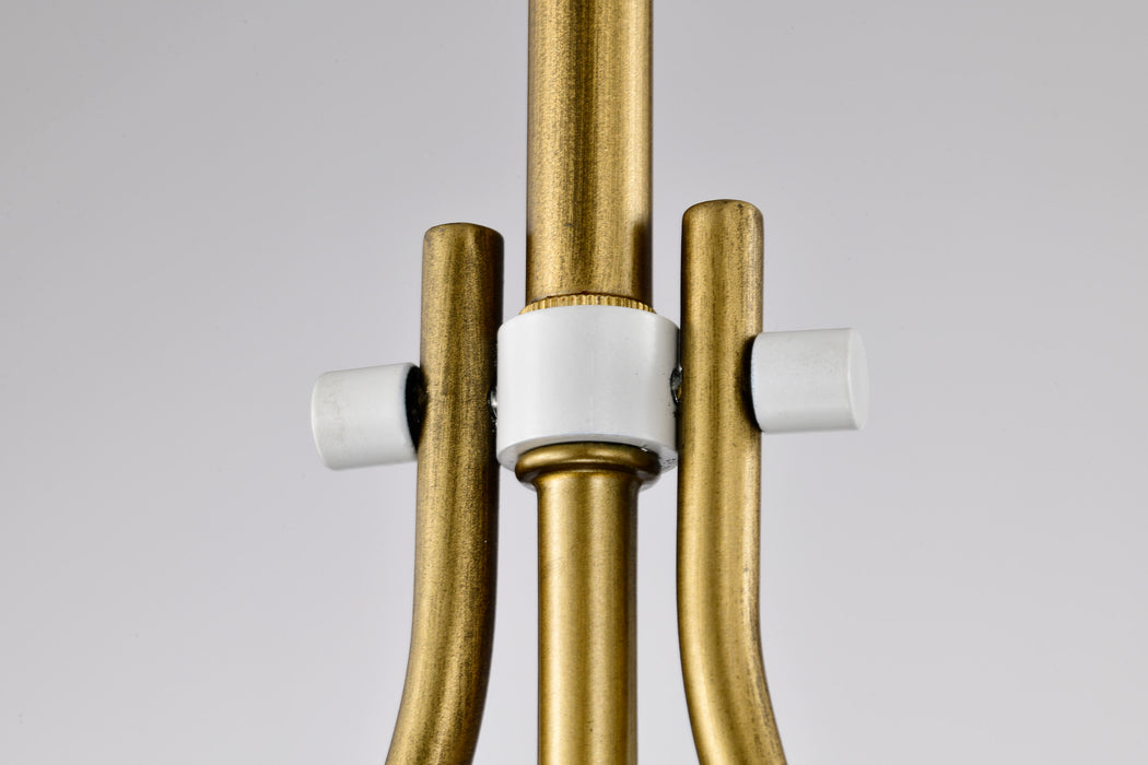 SATCO/NUVO Admiral 1 Light Pendant 6 Inch Matte White And Natural Brass Finish White Opal Glass (60-7922)