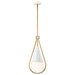 SATCO/NUVO Admiral 1 Light Pendant 10 Inch Matte White And Natural Brass Finish White Opal Glass (60-7923)